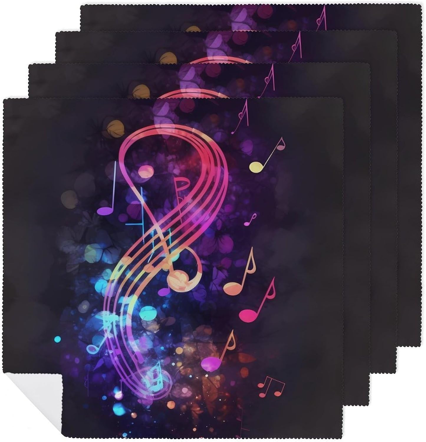 Colorful Galaxy Music Note Kitchen Cloth Napkins 18x18 Inches Reusable Washable Cocktail Napkins Decorative Spring Dinner Napkin Table Napkin Cloth Set for Wedding Party Farmhouse 4 PCS