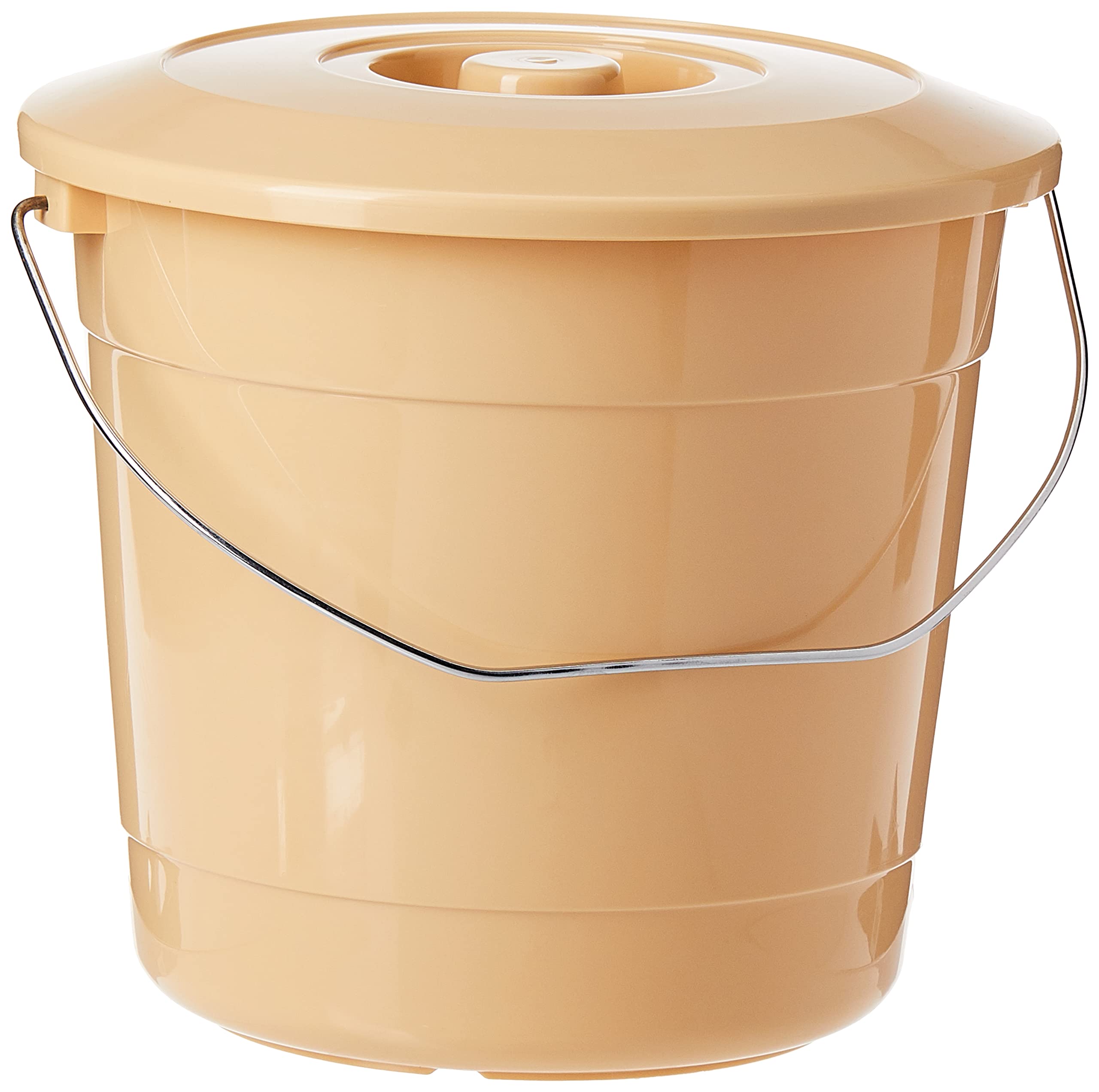 Cosmoplast Ex 5L Round Plastic Buckets With Lids & Metal Handles, Ivory