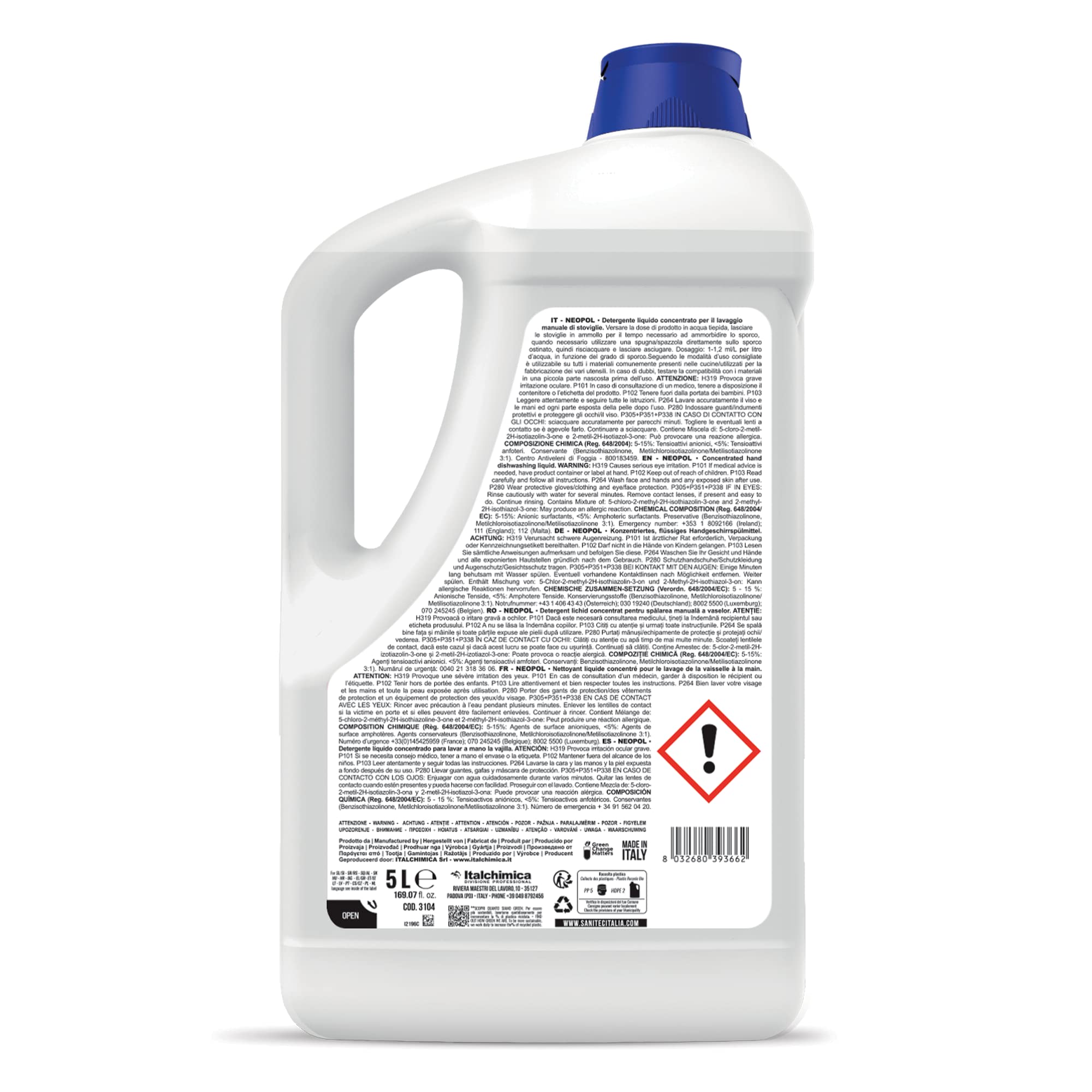 Sanitec Green Power Piatti, Detersivo Liquido Ecologico, 5 kg