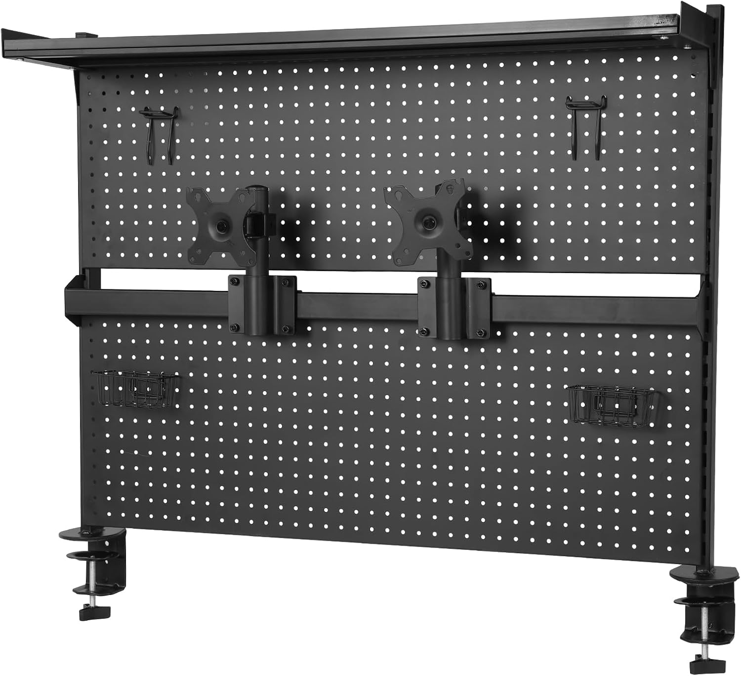 Desk Pegboard Privacy Panel with Monitor Stands