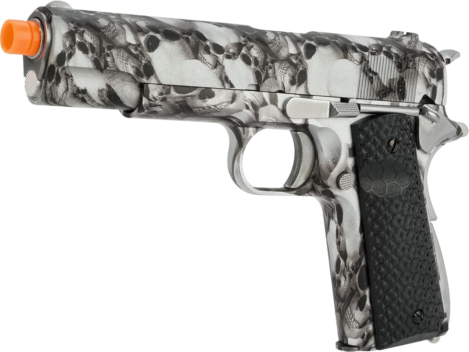 Evike Airsoft - AW Custom NE2101 Metal Airsoft 1911 Gas Blowback Airsoft Pistol - SkullCam