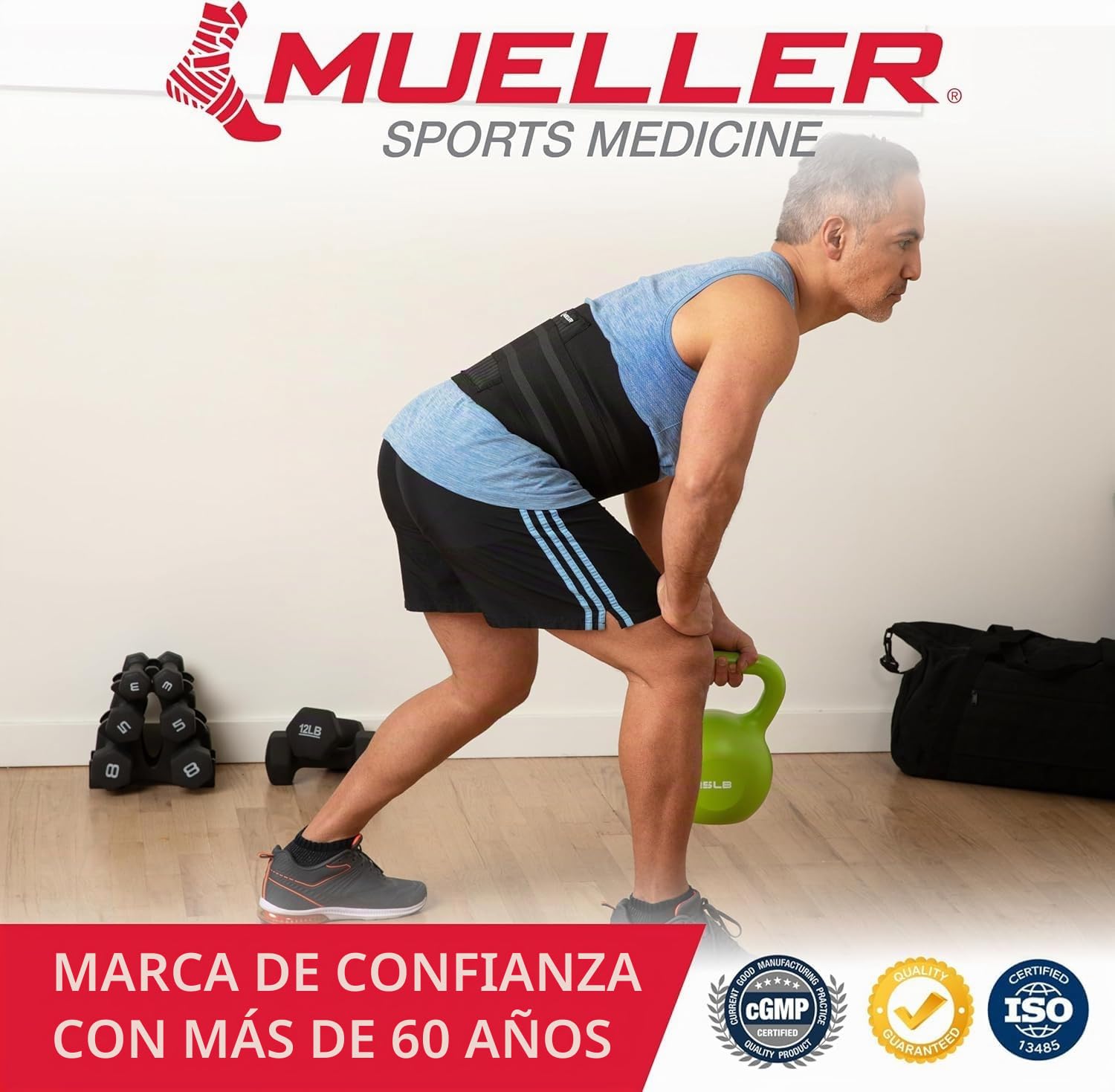 Mueller - Soporte trasero ajustable, color negro, talla única