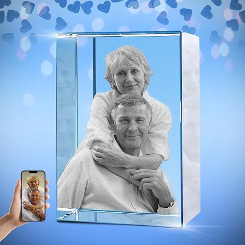 HAN'S LASER 3D Crystal Photo, Personalized Gift With Your Own Photo, Unique Father’s Day Gift, Marriage Gift, Memorial Present-Large Portrait