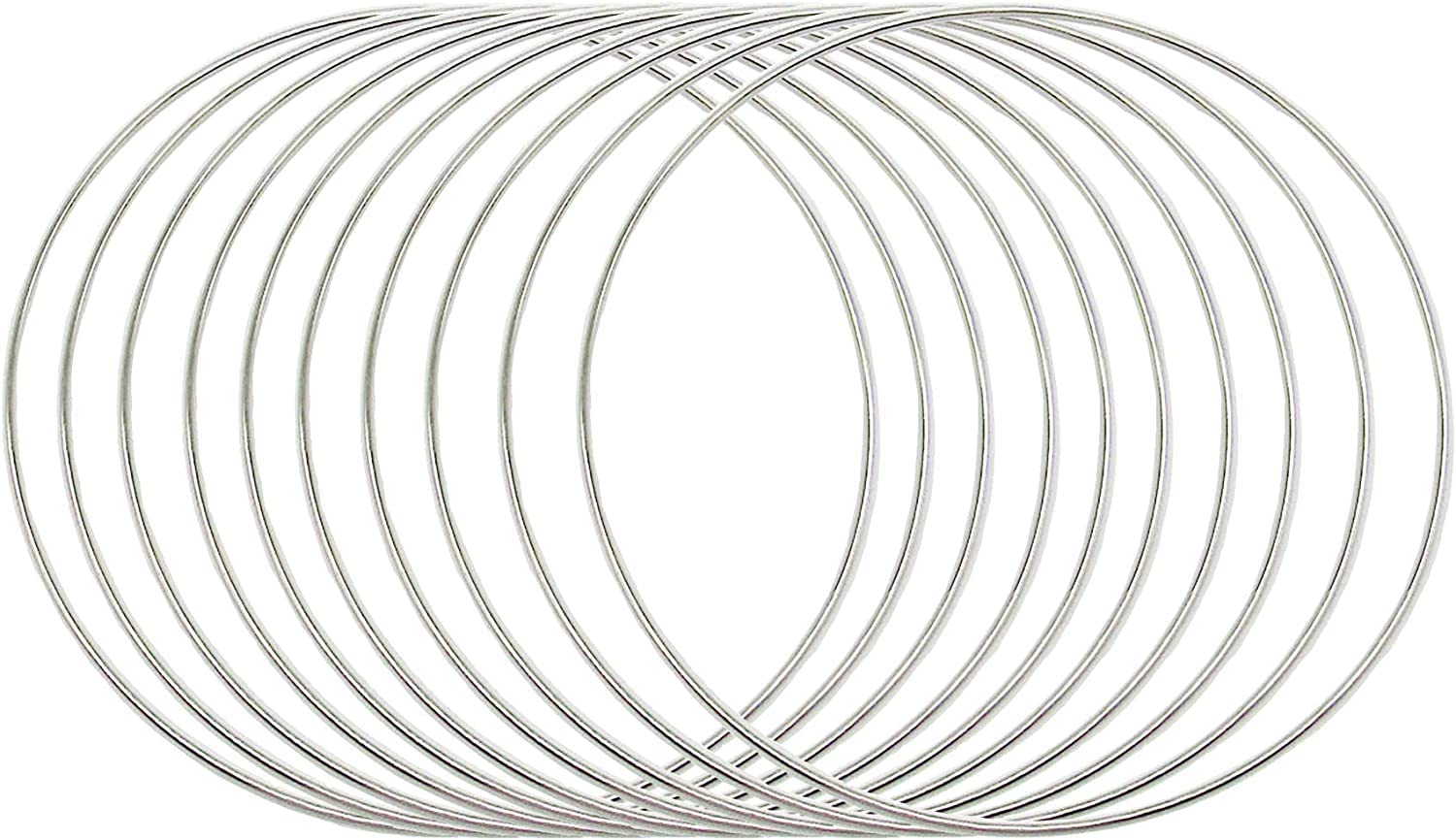 Zazza Home Decor - 10 Pcs Silver Metal Hoop Ring Macrame Ring for Dream Catcher Crafts Decoration DIY Projects. (8 in(200mm))