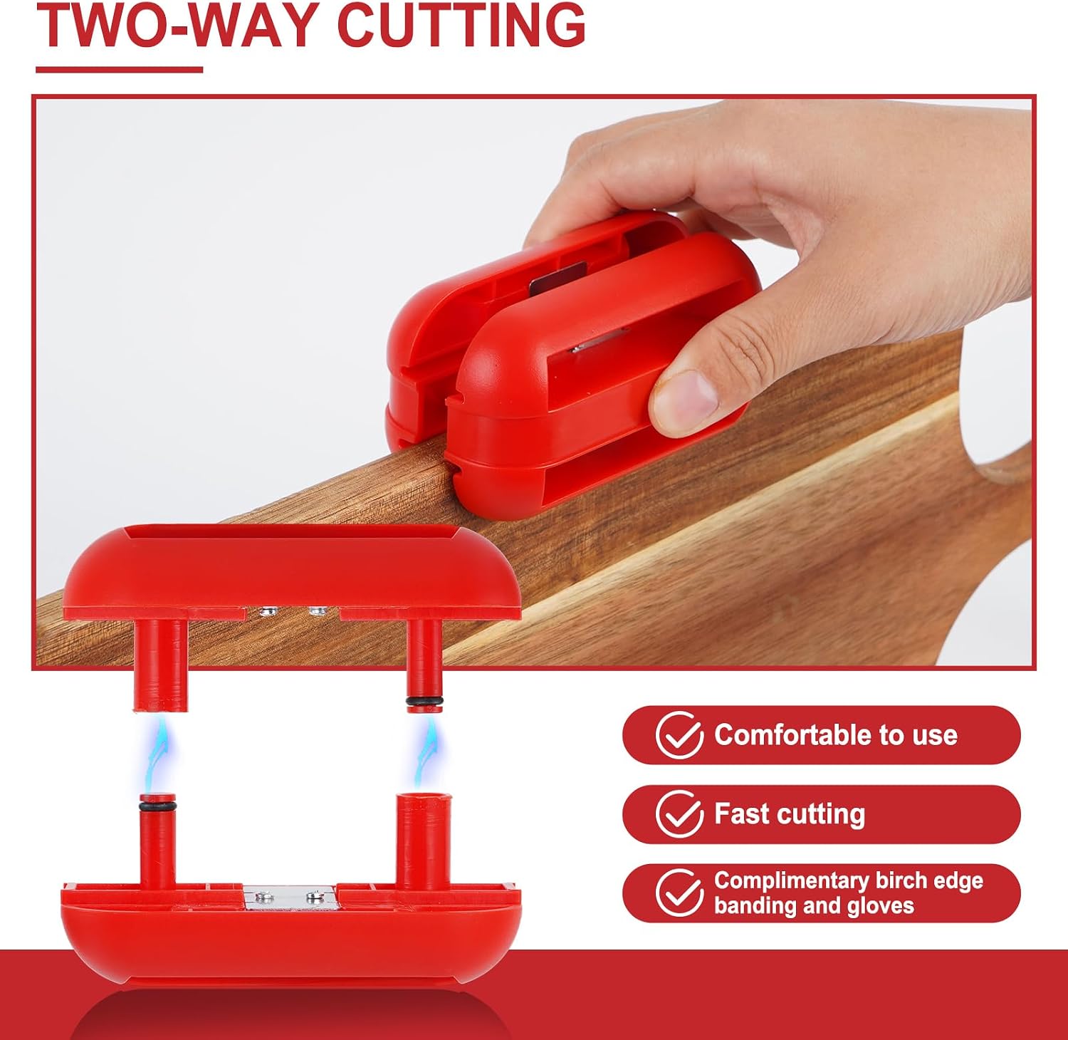 Edge Banding Trimmer,with Tungsten Carbide Bladesor Burrs for Edge Corner Planer and 3/4 inch×50ft roll of Veneer Pre-glued Flexible,Real Wood Tape Banding for Cabinet Repair Furniture Restoration