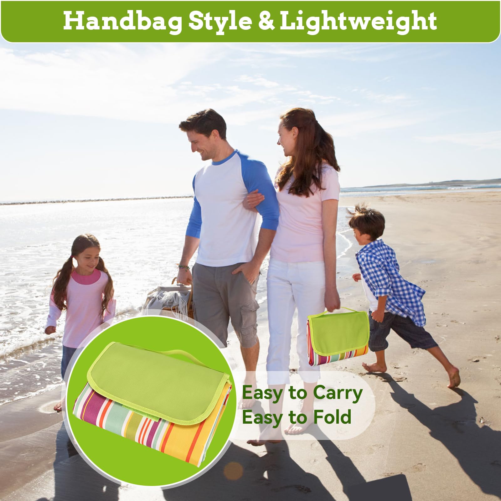 Ninonly Telo Picnic Impermeabile 200x200 Coperta Picnic Impermeabile con Manico Portatile Telo da Picnic in Tessuto Oxford per Spiaggia, Parco, Escursionismo, Campeggio Arancione