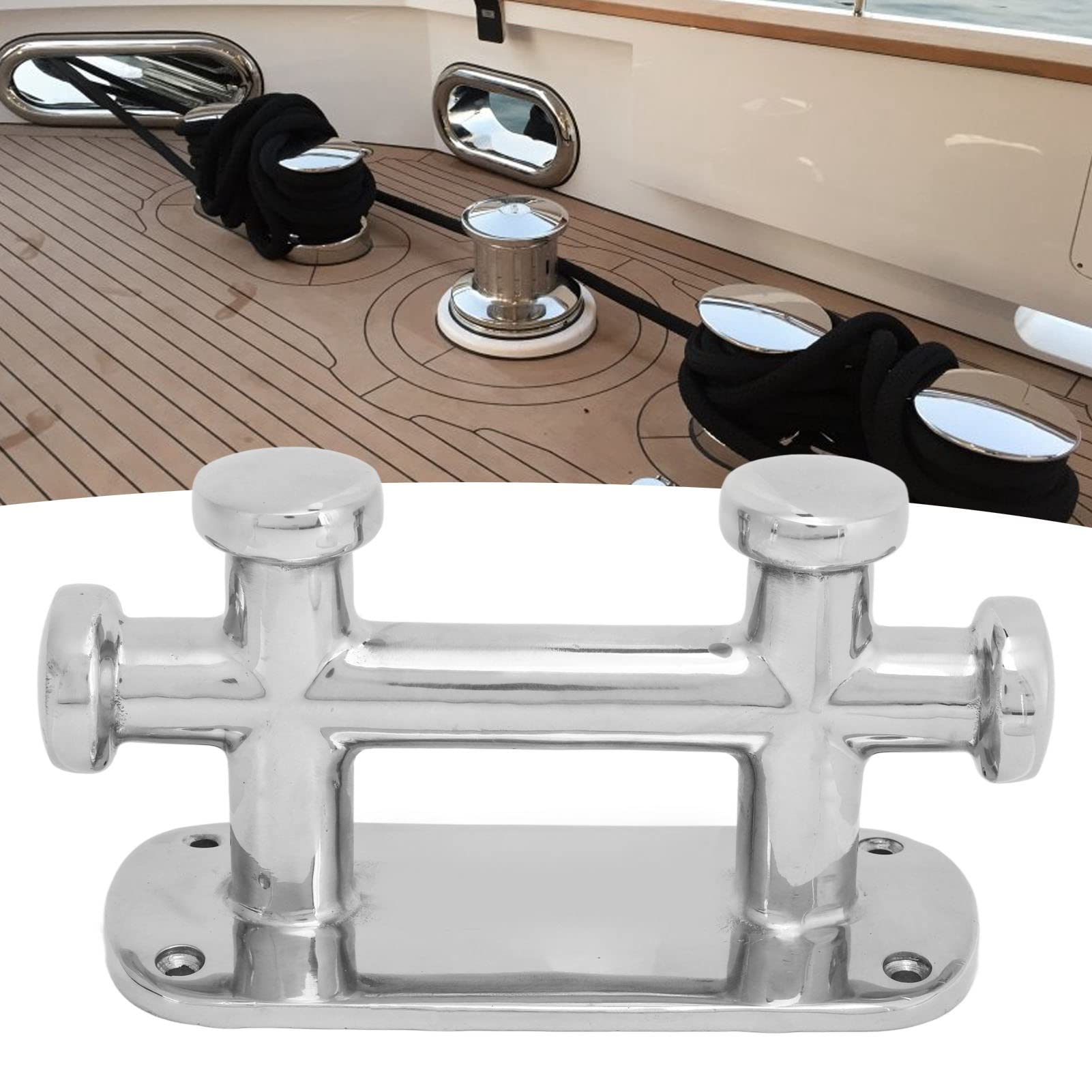 Bitta di ormeggio in acciaio inossidabile 316 con bitta a doppia croce per motoscafo per yacht Corda per barca da pesca Supporto su ponte Hardware marino 150x80x60mm