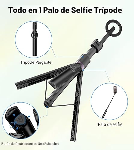 Miniatura 8 de TONEOF Trípode magnético para selfie de 68 pulgadas con soporte magnético fuerte de aluminio para Magsafe, soporte giratorio de 360° para teléfono