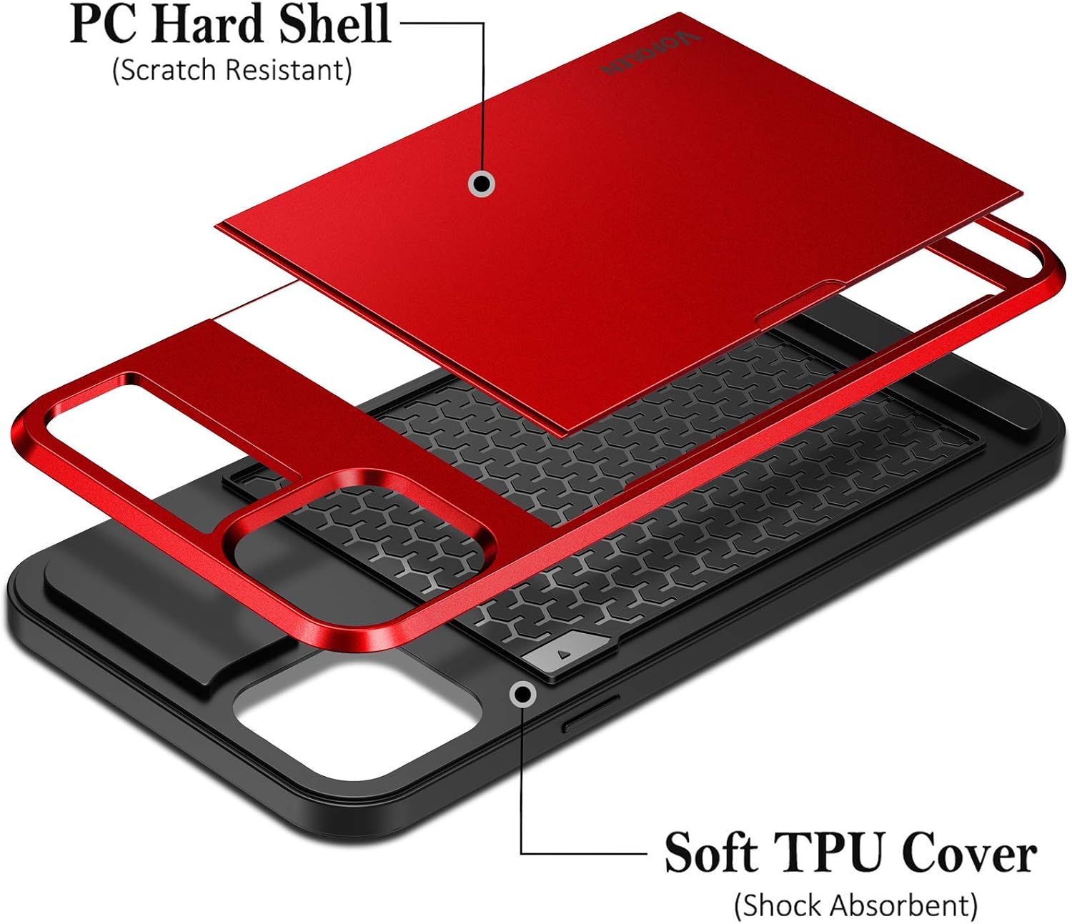 Vofolen Compatible with iPhone 12 Pro Case Wallet 5G Cover Credit Card Holder ID Slot Sliding Back Pocket Anti-Scratch Dual Layer Protective Compatible with iPhone 12 Pro 5G 6.1 inch Red
