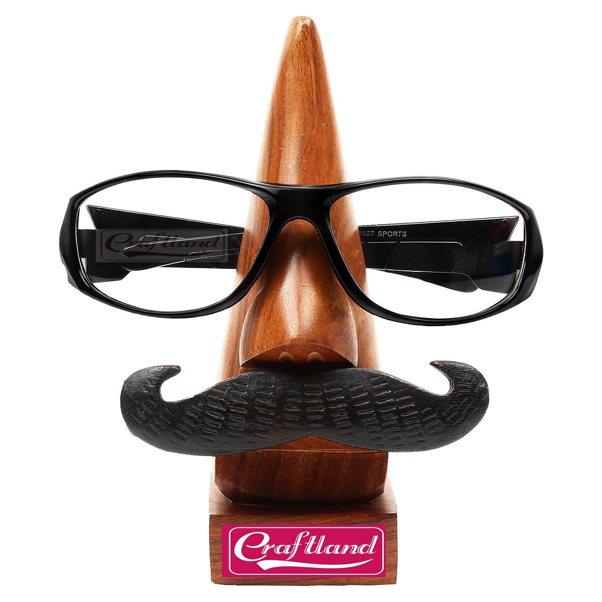 Craftland Wooden Nose Spectacle Stand (Brown, 5 Inches x 5 Inches x 9 Inches) 1