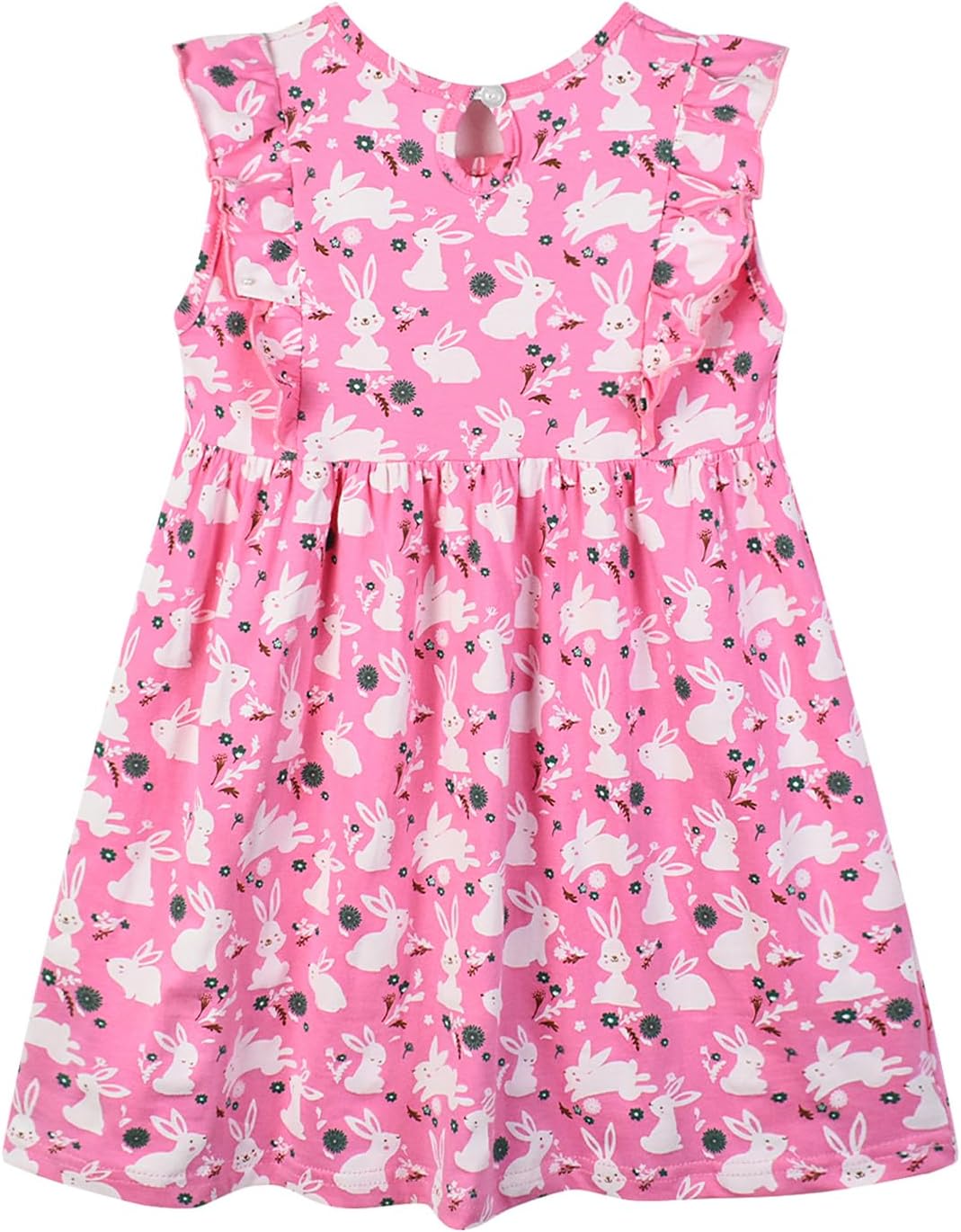 HILEELANG Toddler Girl Easter Dress Summer Cotton Casual Sleeveless Playwear Beach Sundress - Image 3
