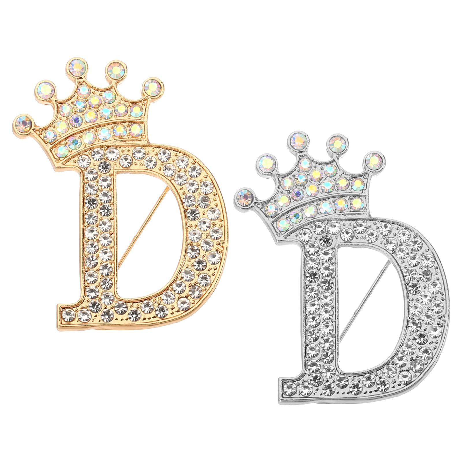 PATIKIL Letter Brooch Pins, Crown Initial Rhinestone Alphabet Letter Lapel Badges Pin for Women Suits Dress