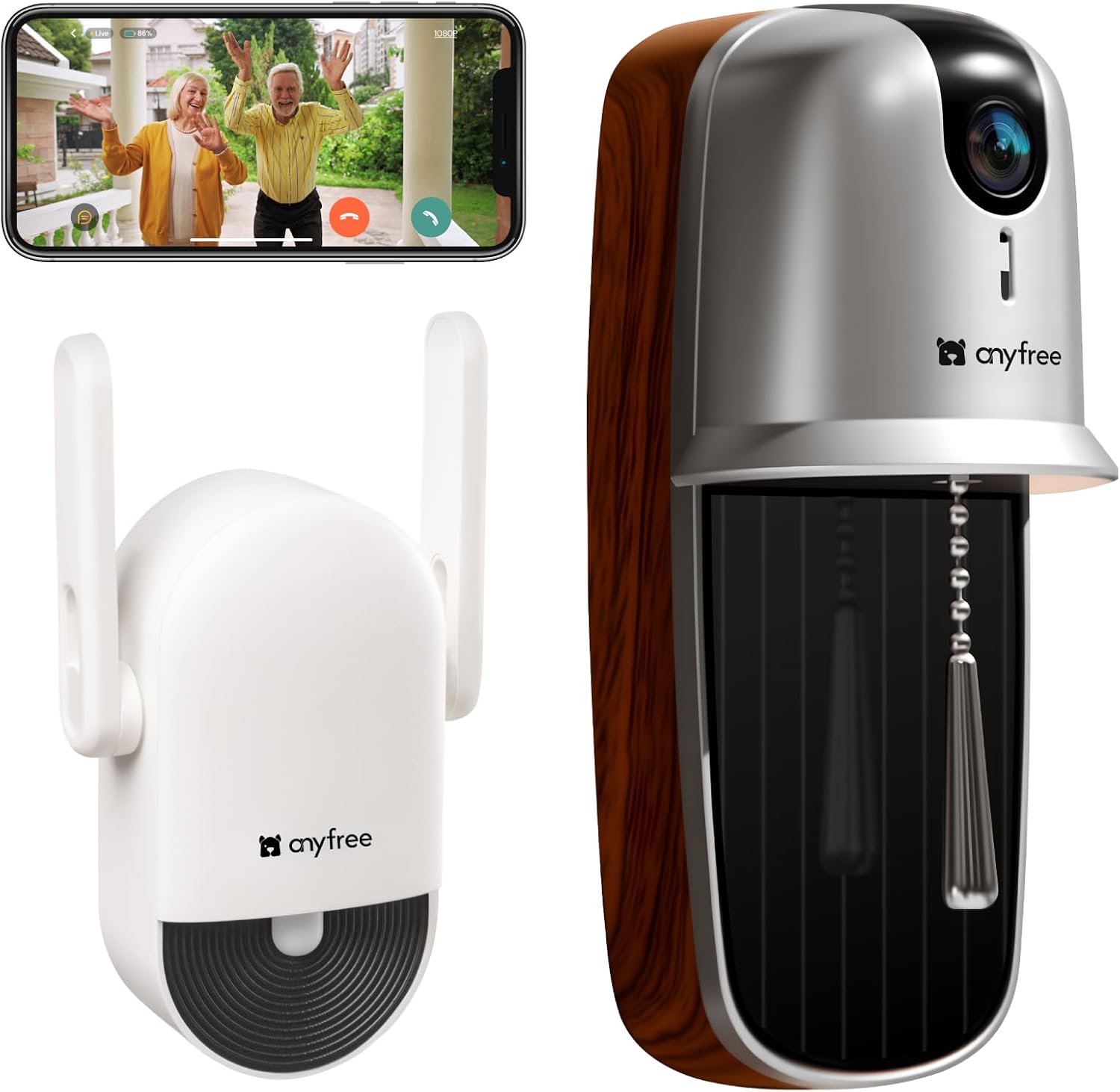 Campanello WiFi wireless Videocitofono da esterno, Videocitofono WiFi da esterno, Rilevamento persone intelligente, Audio bidirezionale, Supporta Wi-Fi da 2,4/5 GHz, Scheda SD e Archiviazione su cloud