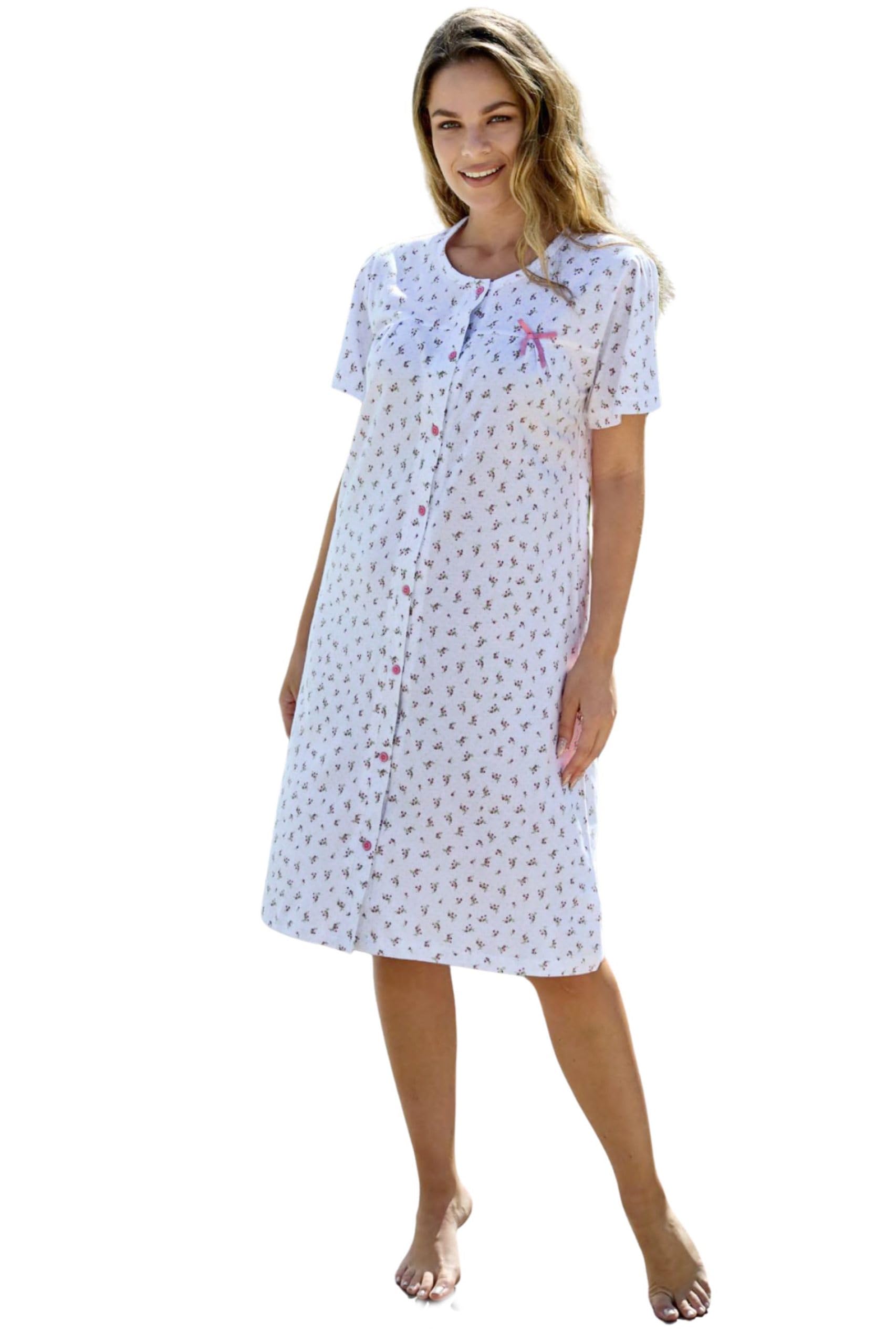Camicia da notte donna Manica corta Tutta aperta con bottoni