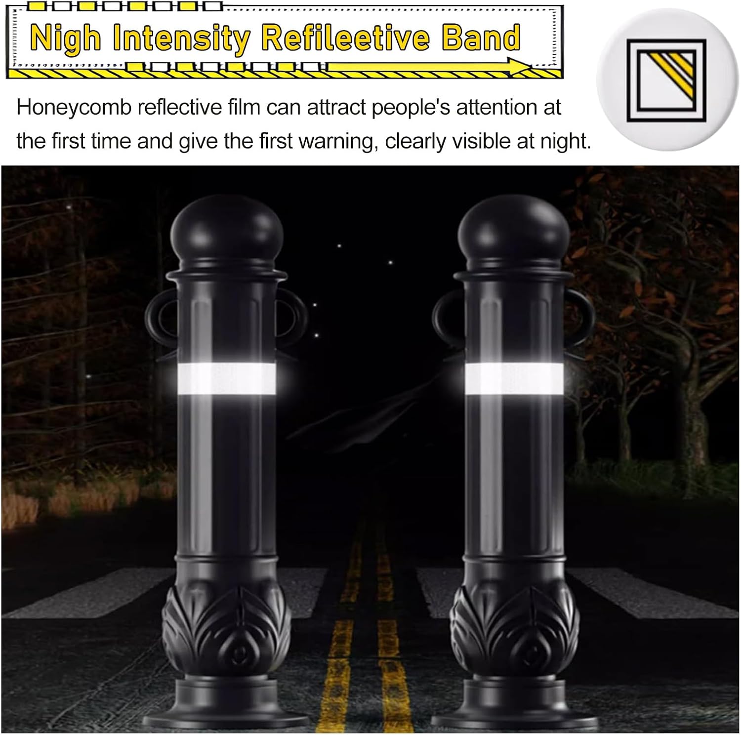 Safety Delineator Posts 32 Inch Flexible Plastic Traffic Cone with Handle, 2/5/7/9/11/14/18 Packs Parking Barrier Bollards Black for Outdoor Driveway Sidewalk Public