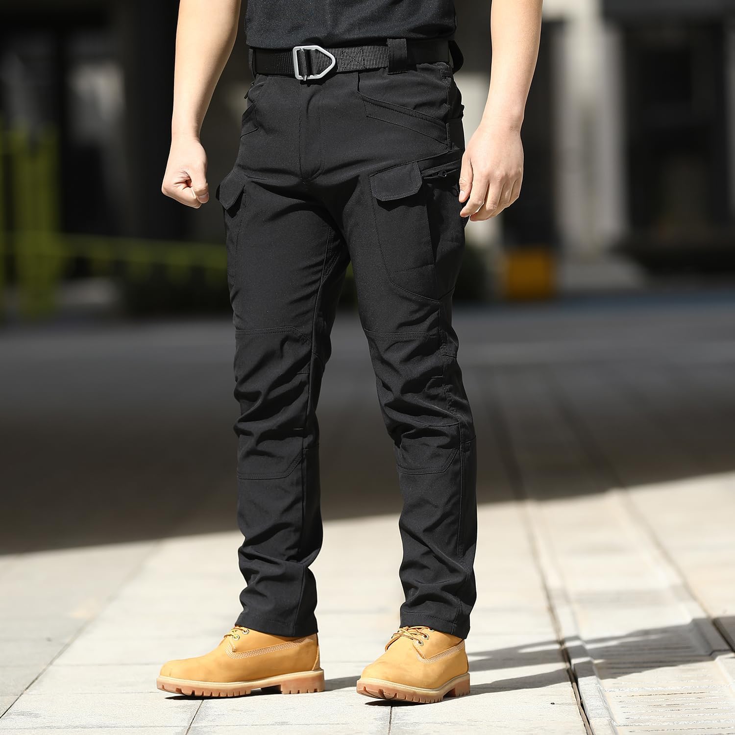 FLYFIREFLY Men's Tactical Cargo Pants Water Resistant Ripstop Outdoor Quick Dry Hiking Work Pants with Pockets(No Belt)