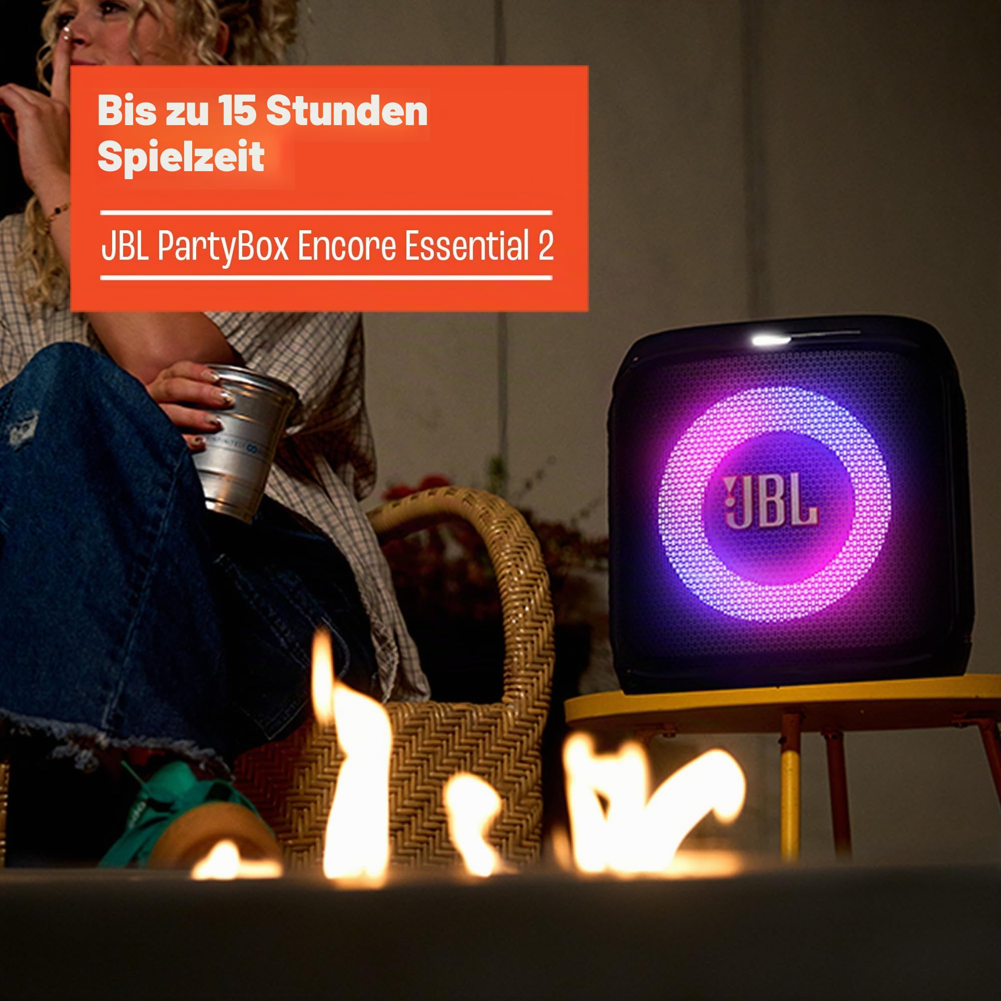 JBL PartyBox Encore Essential 2 Tragbarer Lautsprecher, Schwarz