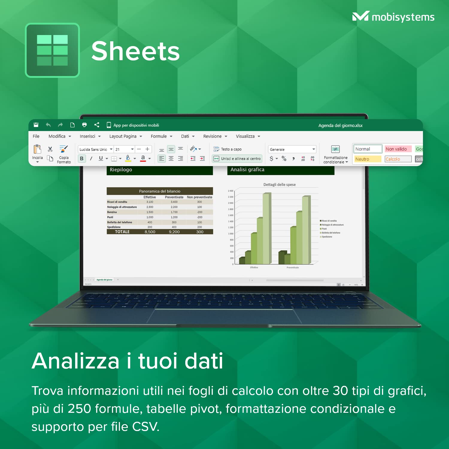 OfficeSuite Home & Business | Pacchetto 5-in-1 per l'ufficio | Documents, Sheets, Slides, PDF, Mail e Calendar | Licenza perpetua | 1 PC Windows | 1 utente [Online Code]