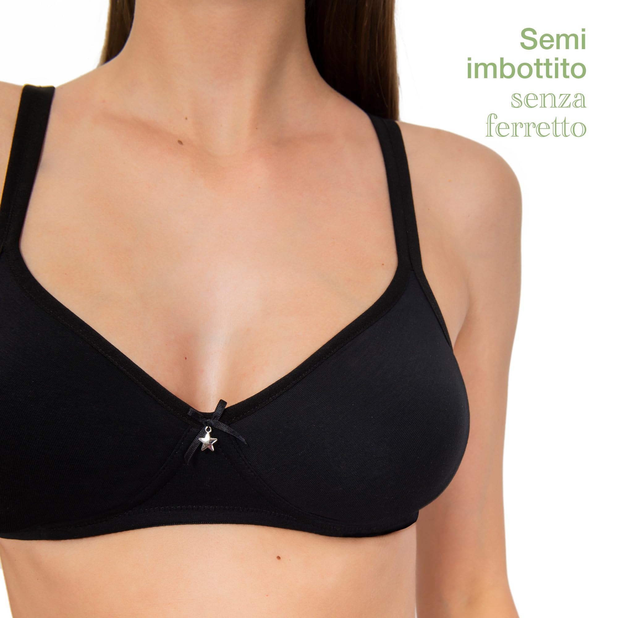 SÌèLEI, Reggiseno Semi-Imbottito Senza Ferretto, Realizzato in Cotone Biologico, 100% Naturale, Designed in Italy