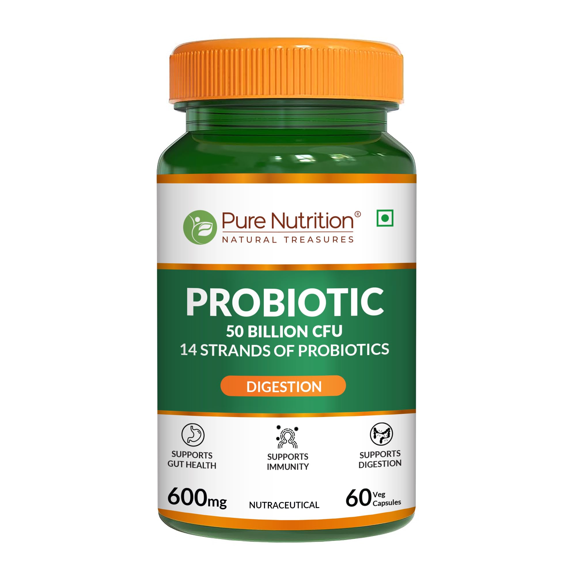 Pure Nutrition Probiotic Supplement, 50 Billion CFU, 60 Veg Capsules | 14 Strains of Live Cultures (600mg) | Supports Gut Health, Improves Digestion, Enhances Nutrient Absorption & Boosts Immunity | Vegan-picture-35