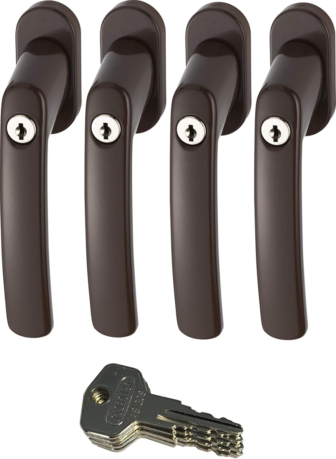 ABUS FG200 B SB abschließbarer Fenstergriff, braun im Set 4 Stück ...