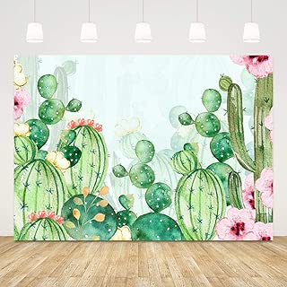 Floral Cactus Backdrops for Parties Watercolor Cactus Baby Shower Background for Girl 7x5ft Cactus Backdrop Bridal Shower Cactus Photo Backdrop Mexican Cactus Party Decorations Birthday Party Favors - coolthings.us