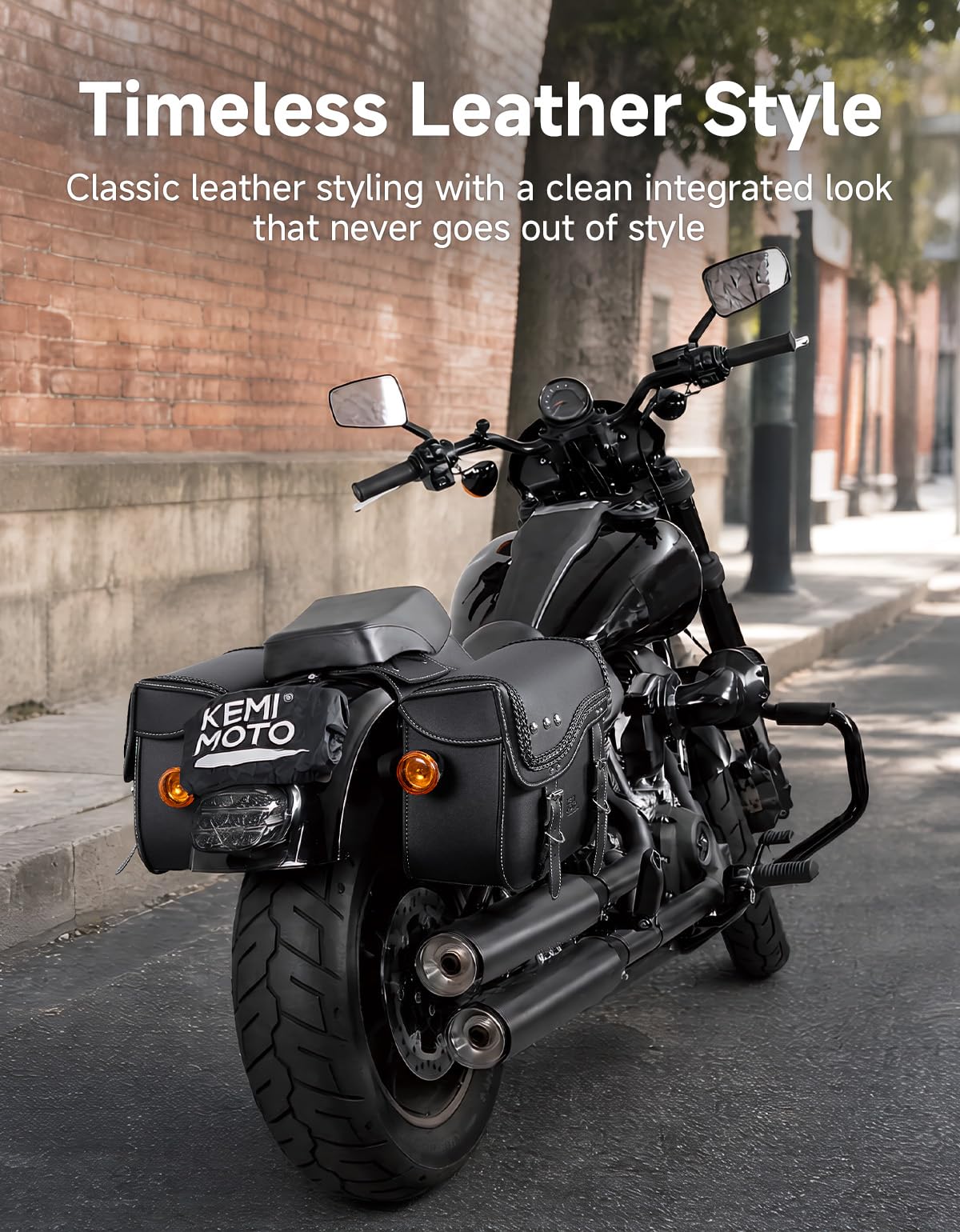 kemimoto Borse Moto Borse Laterali In Pelle Sintetica 30L Doppia Cinghia Borchiata Borse da Sella per Sportster Softail Dyna V-Star Shadow
