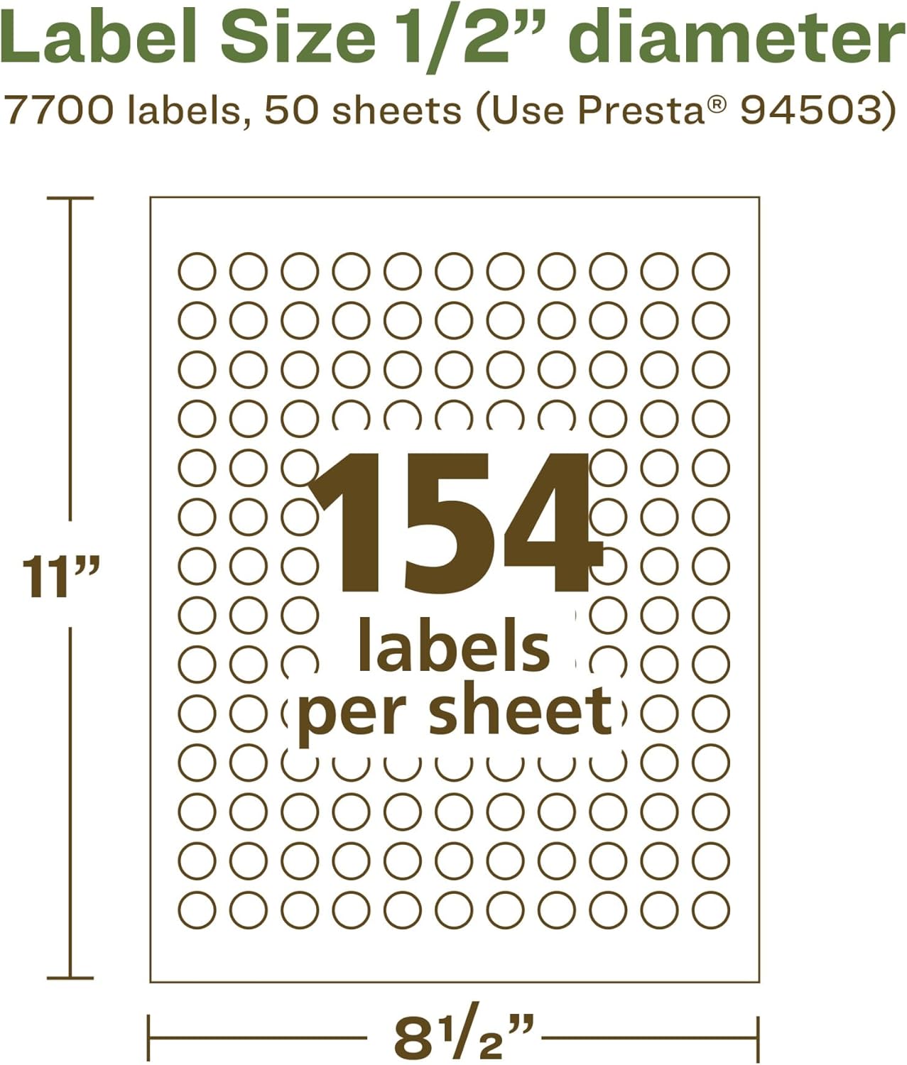 Avery EcoFriendly Matte White Recycled Round Labels, 0.5" Diameter, Print-to-The-Edge, Matte White Labels, Permanent Adhesive, Laser/Inkjet Printable, 7,700 Total