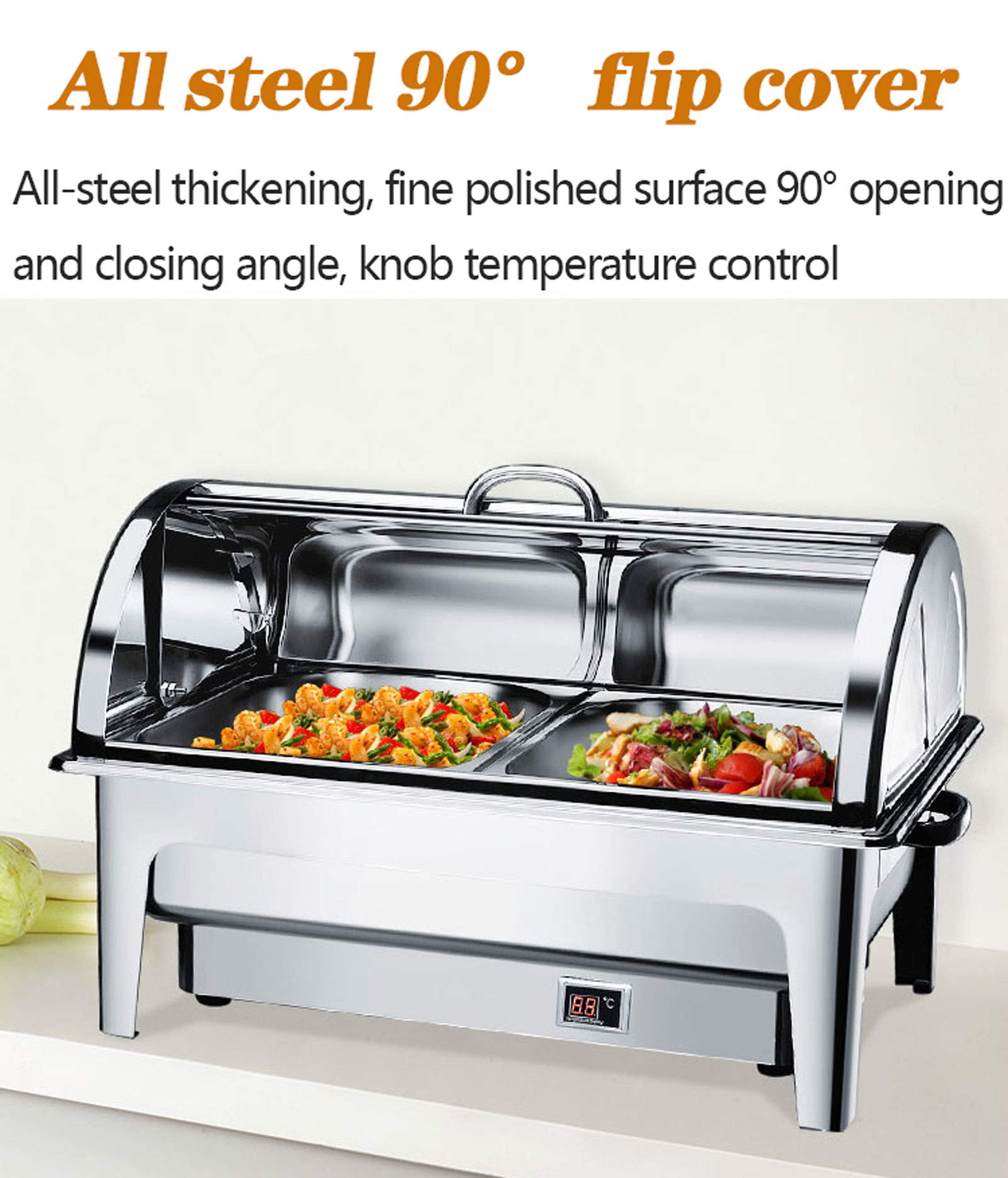 Chafing Dish Buffet, Chauffe Plat Electrique de Table, Buffets Chauffants Chauffe-Plat en Acier Inoxydable pour Cuisine, Fête, Banquet, 9L
