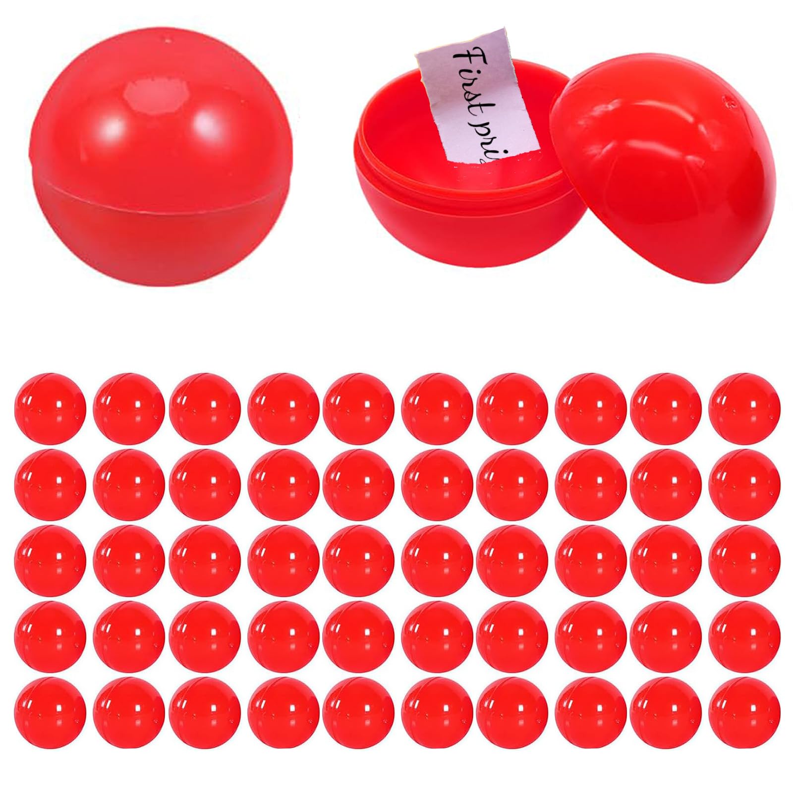 50 sztuk piłek rozrywkowych, piłki loteryjne, mini piłki loteryjne, puste plastikowe kule do bingo, losowanie piłek loterii do gier (czerwony)