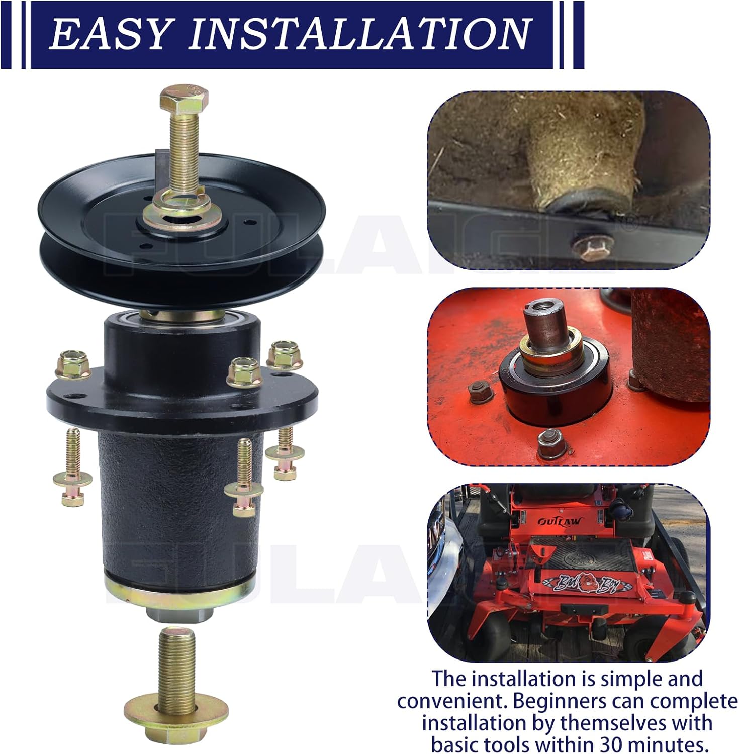 037-6015-50 Spindle Assembly Bad Boy with 033-6006-00 Pulley Replaces Bad Boy 037-6015-00 037 6015 50 037601550 for Bad Boy ZT Elite 54 Deck Spindle Bad Boy ZT Elite 60 Spindle