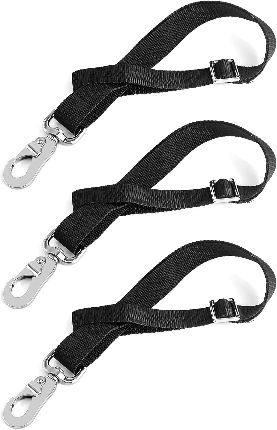 QWORK Horse Bucket Strap, Nylon, 3 Pack, Adjustable 21" to 32" Length, for Hay Nets, Water Buckets, Outdoor Feeders, Black