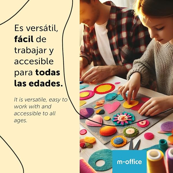 m-office Fieltro para Manualidades, Fieltro de Colores, Suave y Flexible, Material para Costura, Telas Patchwork, Ideal para proyectos DIY, artesanía o decoración, 40x60cm (surtidos, 10 uds) - 4