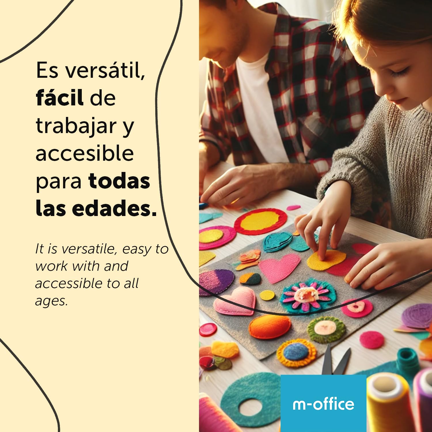 m-office Filc rzemieślniczy, kolorowy filc, miękki i elastyczny, materiał do szycia, tkaniny patchworkowe, idealne do projektów DIY, rękodzieła lub dekoracji, 40x60cm (różne 10 sztuk)