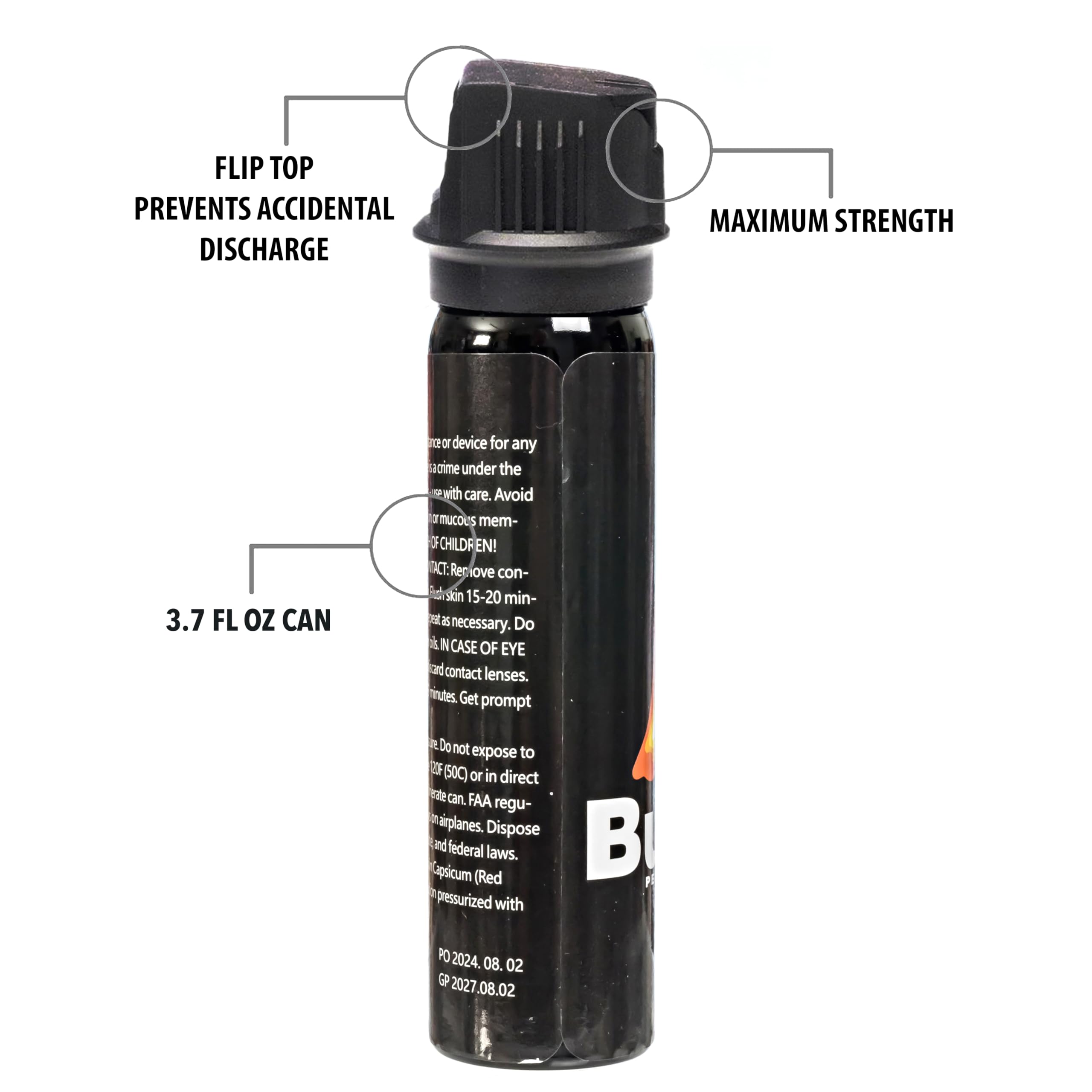 Burn Pepper Spray for Self Defense - 3.7 fl oz Heavy Duty Pepper Spray for Women Men, Maximum Strength, Police Grade with UV Dye, Ideal for Personal Safety, Joggers & Home Defense