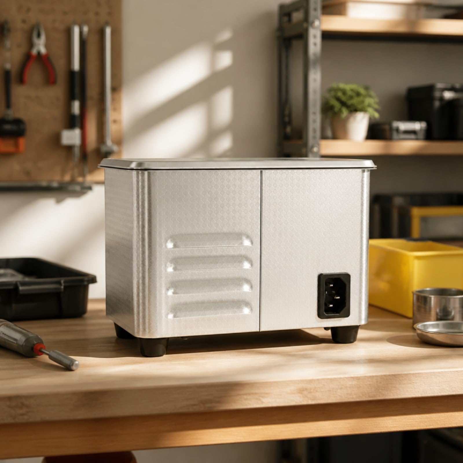 MagiDeal Limpiador Ultrasonidos Acero Inoxidable Doméstico Limpiador Ultrasónico con Cesta Antislizante Baño Ultrasonidos Tal para Odontólogos