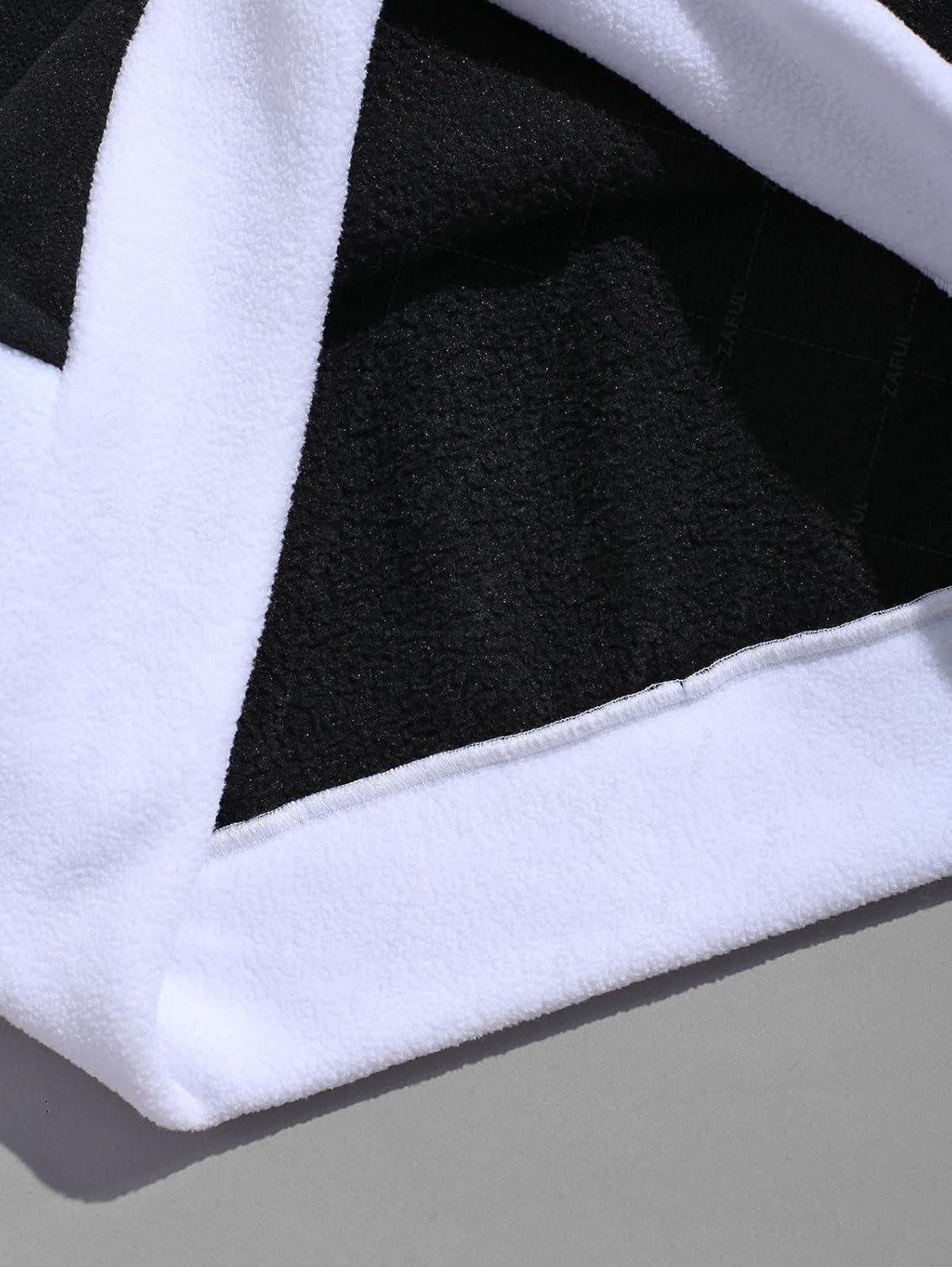 ZAFUL Men’s Fuzzy Embroidered Graphic Hoodie – Fluffy Faux Fur Fleece Pullover with Contrast Piping, Coffee Black White Green - Image 2