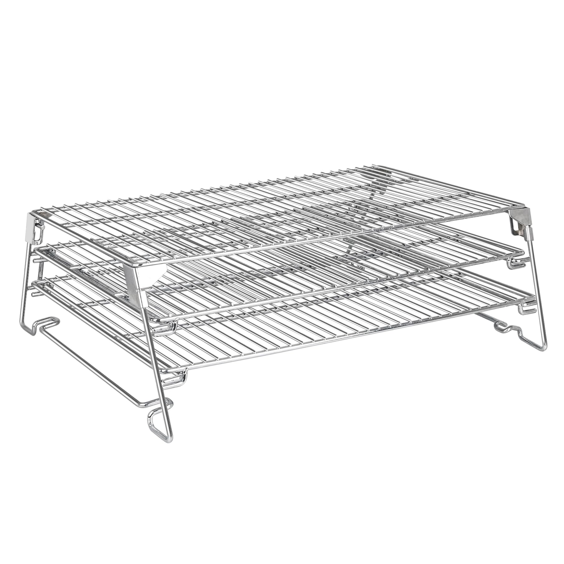 Jerky Rack, 21" Foldable Sliding Cooking Rack for Smoker Stainless Steel Warming 3 Tiered Seasoning Racks for Traeger Pit Boss Green Mountain and More Barrel Style Pellet Grill BBQ Accessory Parts