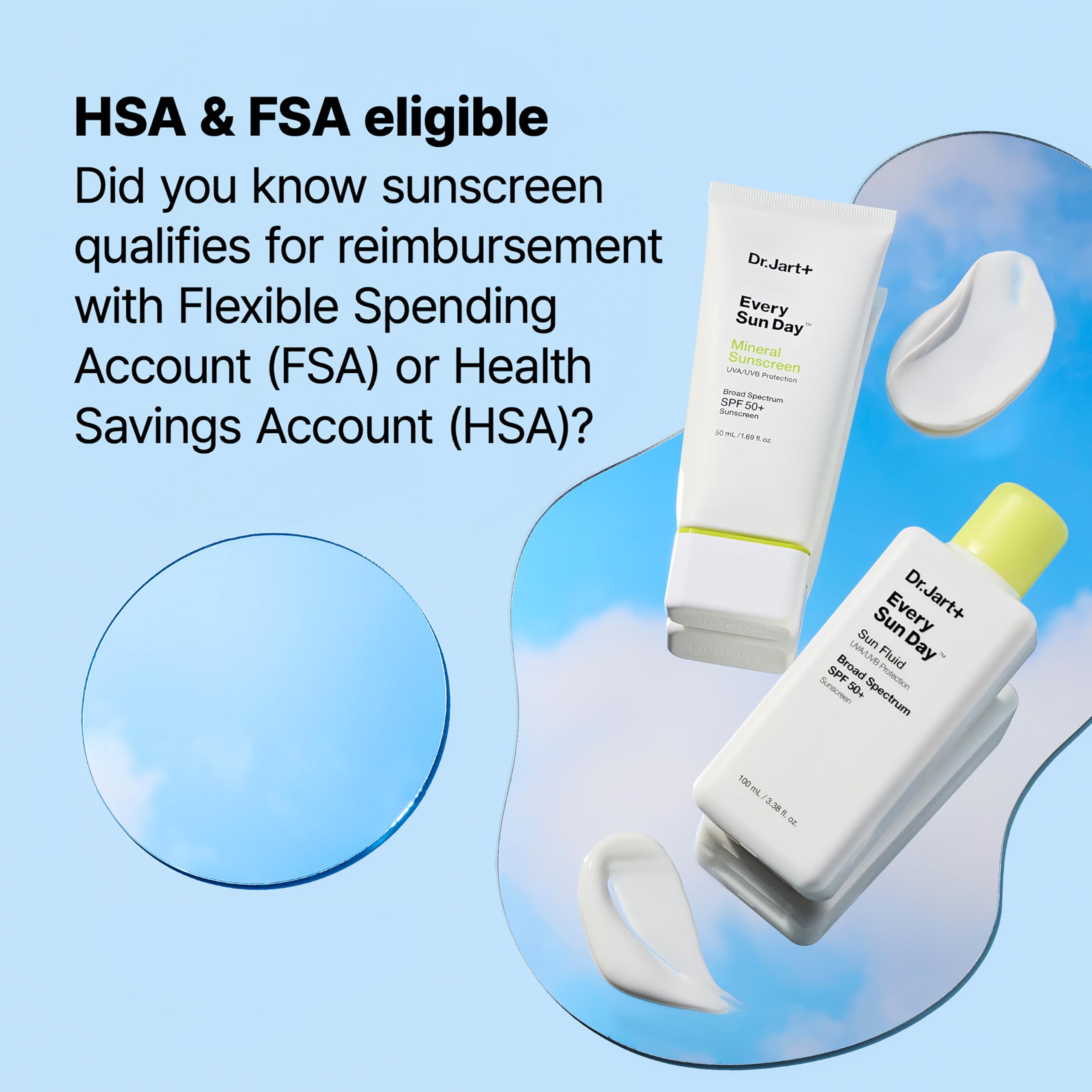 Dr.Jart+ Every Sun Day Sun Fluid Korean Sunscreen SPF 50+ for Face | Korean Skin Care, 3.38 Fl Oz