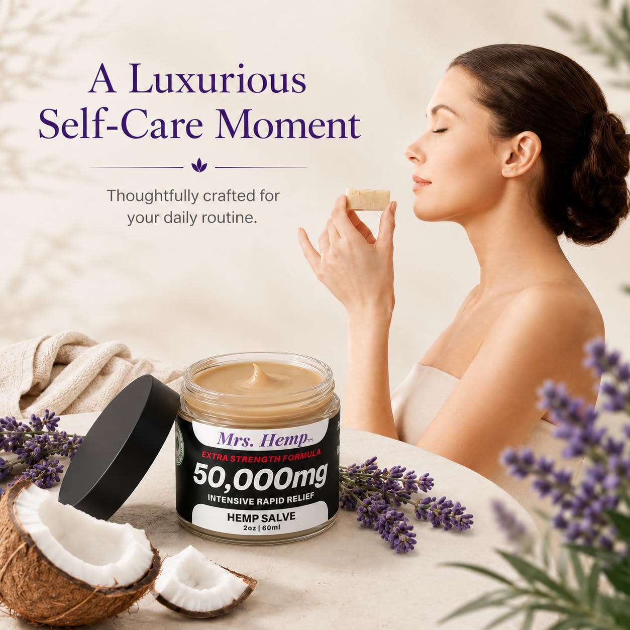 50,000 MG Hemp Salve, 2 oz Jar – Rich Moisturizing Body Balm for Hands, Elbows, Knees and Dry Skin Areas – Smooth Texture, Non-Heavy Finish – Made in USA — Amazon image 4