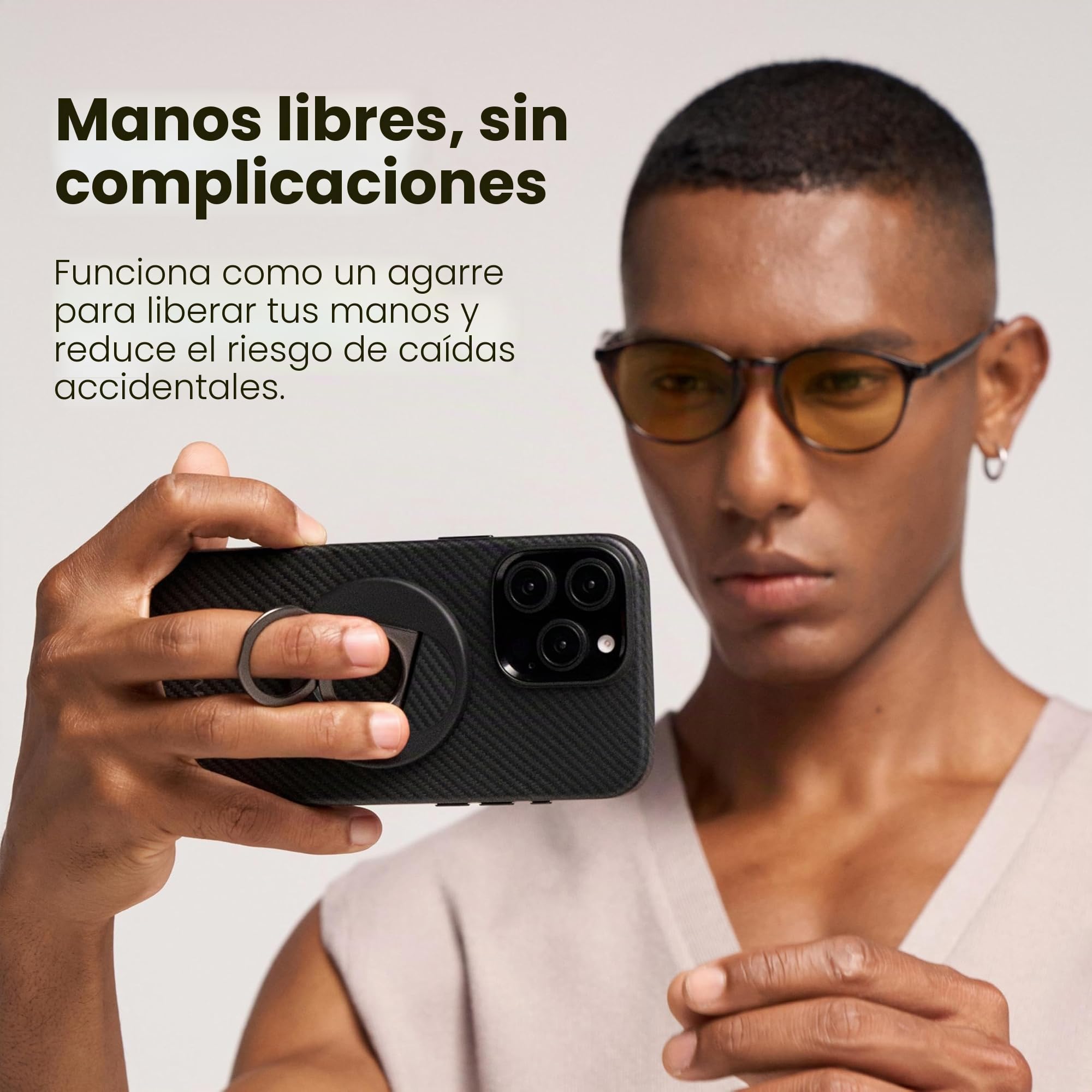 PITAKA Soporte magnético para anillo de teléfono compatible con anillo MagSafe para iPhone 15/14/13/12 [MagEZ Grip]