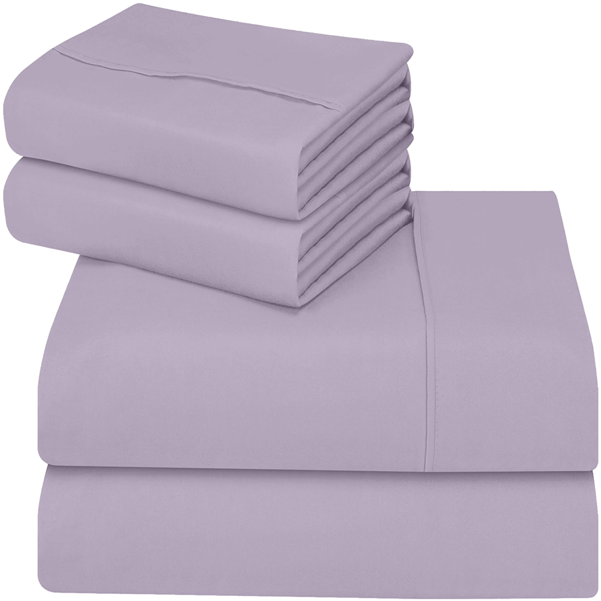 Utopia Bedding - Set Lenzuola Matrimoniali 4 Pezzi 180x200 cm - Set Lenzuola Letto, Spazzolata Poliestre di Microfibra - Lenzuolo con Angoli, Lenzuolo Piatto e 2 Federe 50x75, Lavanda