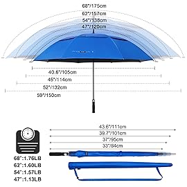 G4Free 54 Inch UV Protection Golf Umbrella Auto Open Vented Double Canopy Oversize Extra Large Windproof Sun Rain Umbrellas (Royal Blue/Black)