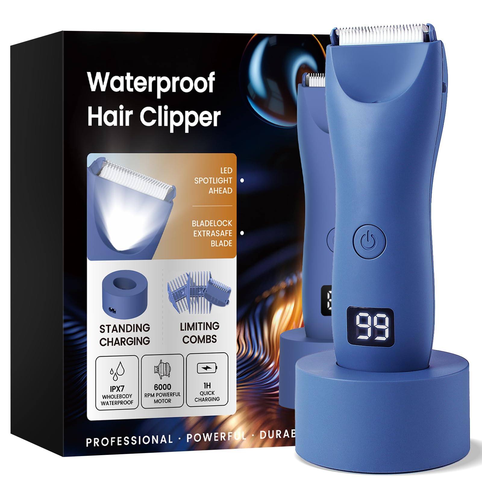 Afeitadora Corporal Masculina,IPX7 Resistente al Agua, Seco y Húmedo,Depiladora Corporal Hombre