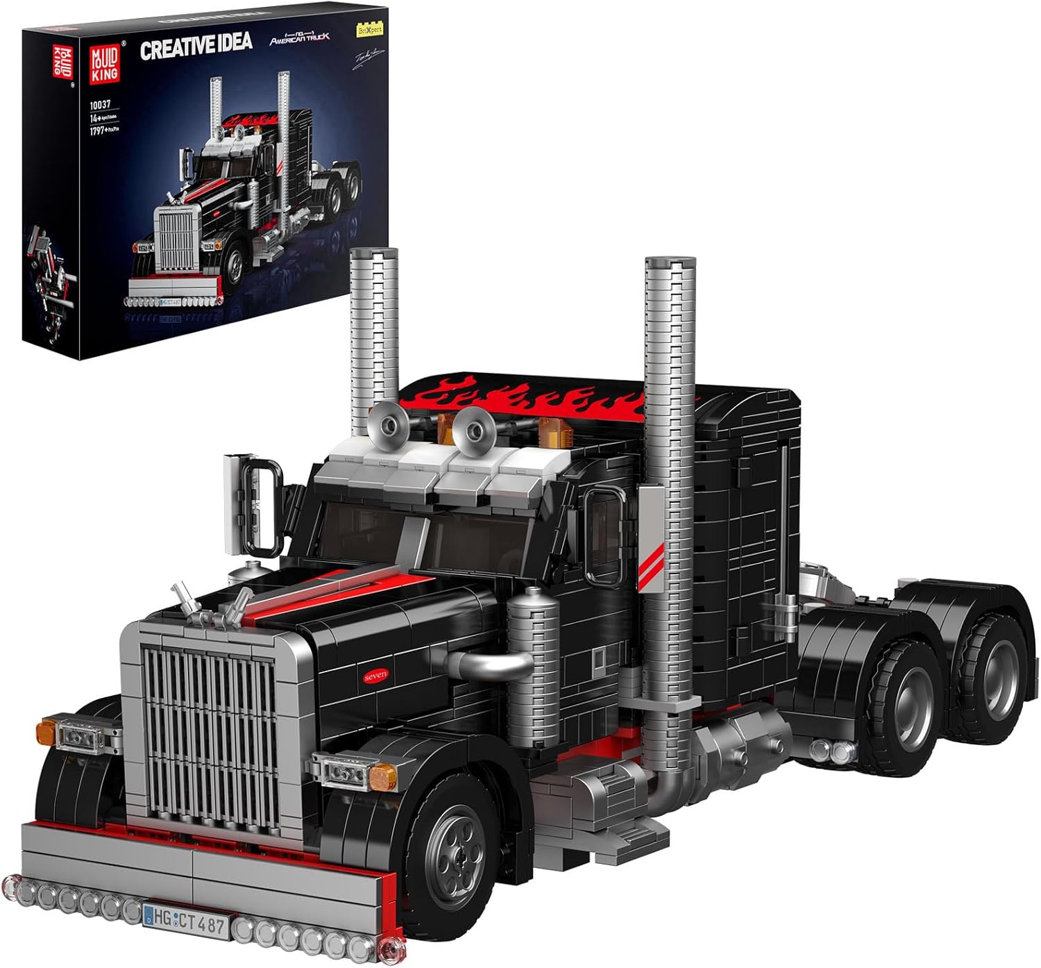 Mould King Semi Truck Toys Building Sets, Collectible Trucks Vehicle Trailer Model Build and Display, 10037 STEM Project Blocks Kits Decor for Adults and Aged 14+ (1814 Pieces)