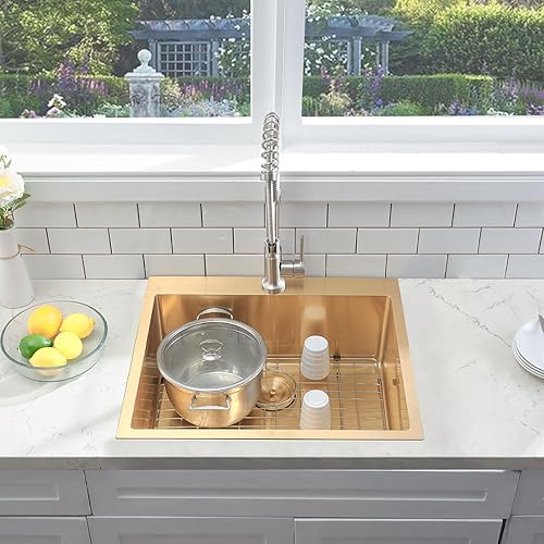 Miniatura 14 de SHACO Fregadero de cocina negro de 21 pulgadas, 21 x 20 pulgadas, montaje superior negro plomizo de acero inoxidable calibre 16, estación de trabajo