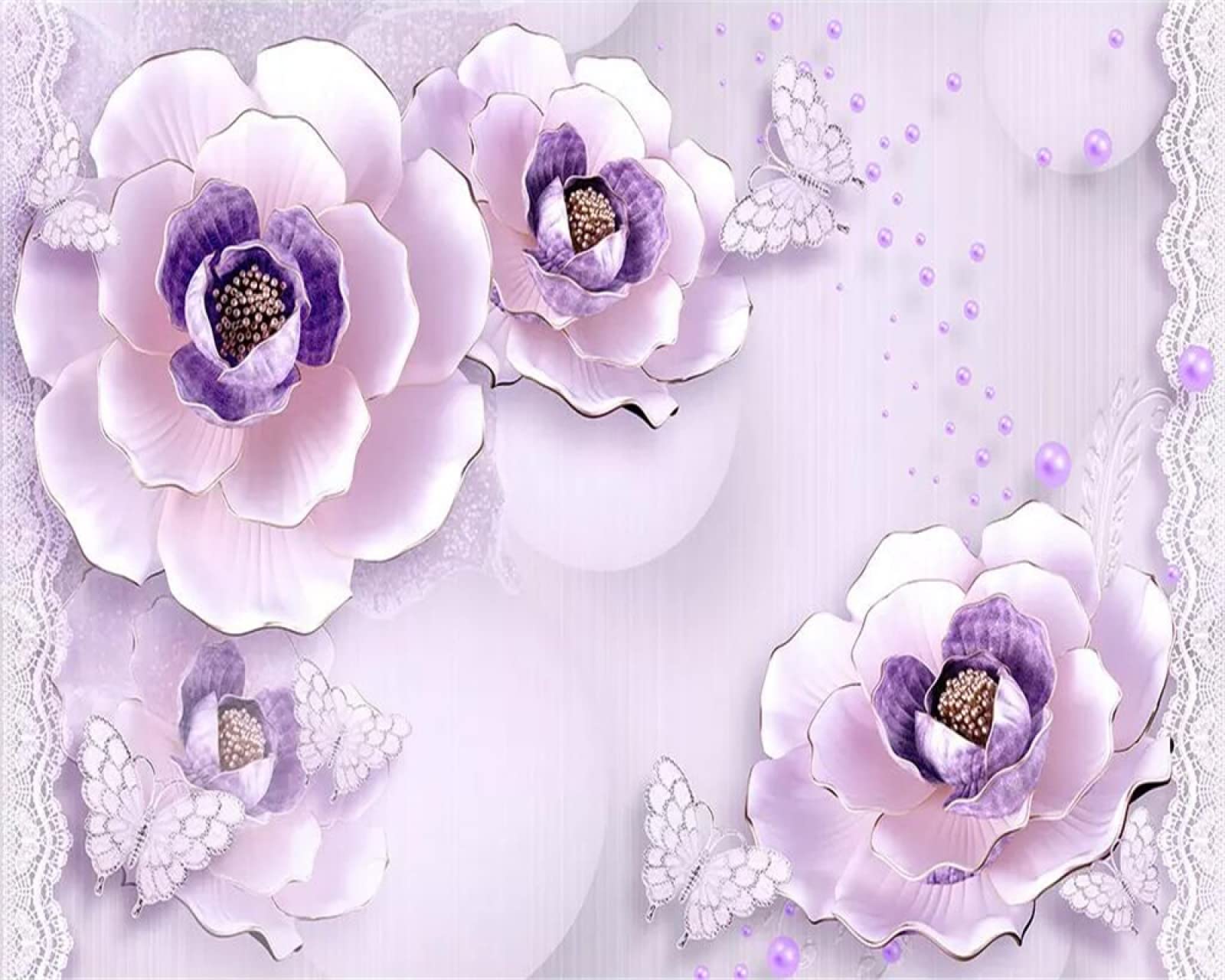 Amazon.co.jp: BOEERLCNL 3D 写真の壁紙エンボス加工ロマンチックな紫