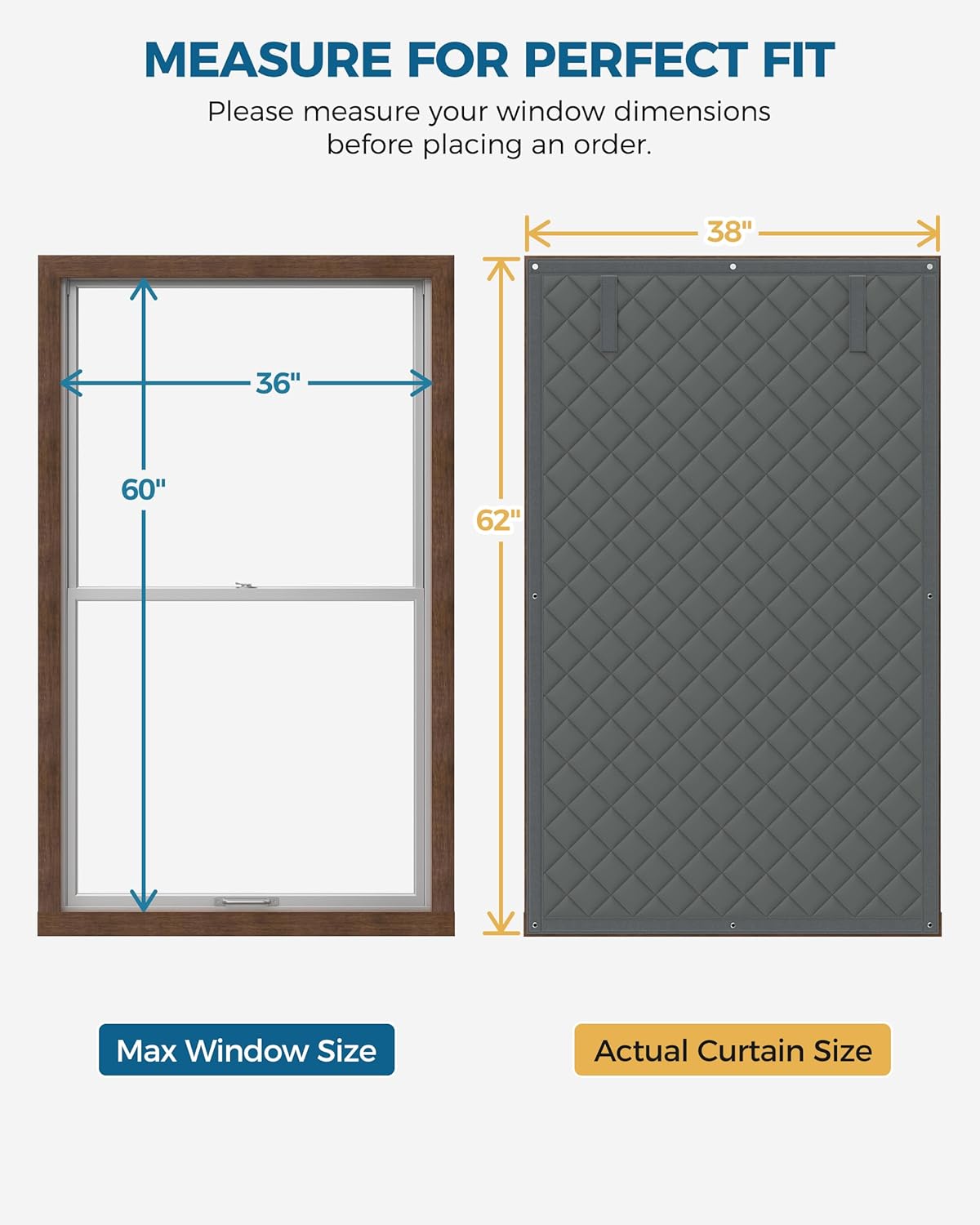 Window Insulation for Winter, Curtain Size , Thermal Insulated Window Cover with Oxford Cloth Thicken Cotton Filled, Windows, Grey