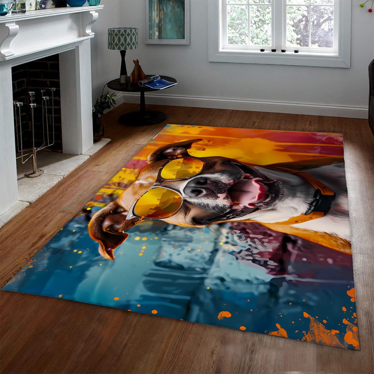 Tapis de chambre à coucher grand modèle décor de buanderie design chien rigolo