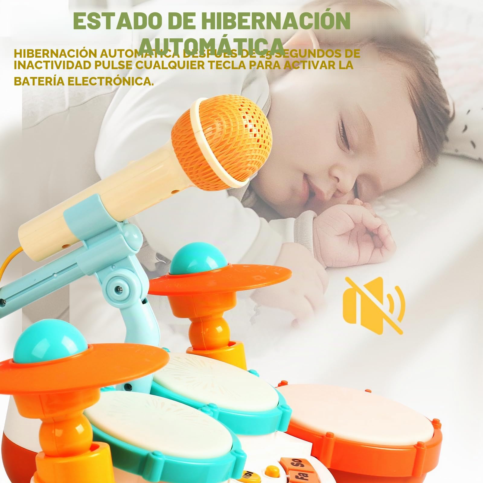 Bateria Juguetes Niños 1 Año-Tambor Infantil Regalo Bebe 1 Año Instrumentos Musicales Infantiles Bateria niños con Micrófono de Sonido Juegos para Niños de 1 Años Pascua Regalo Niña